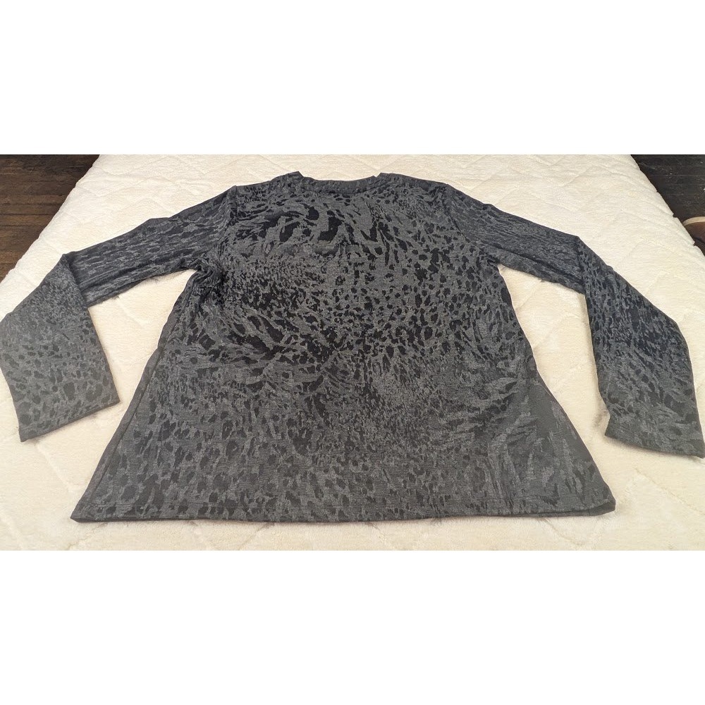 Simply Vera Vera Wang Gray Black Animal Print Long Sleeve Top Mens Medium